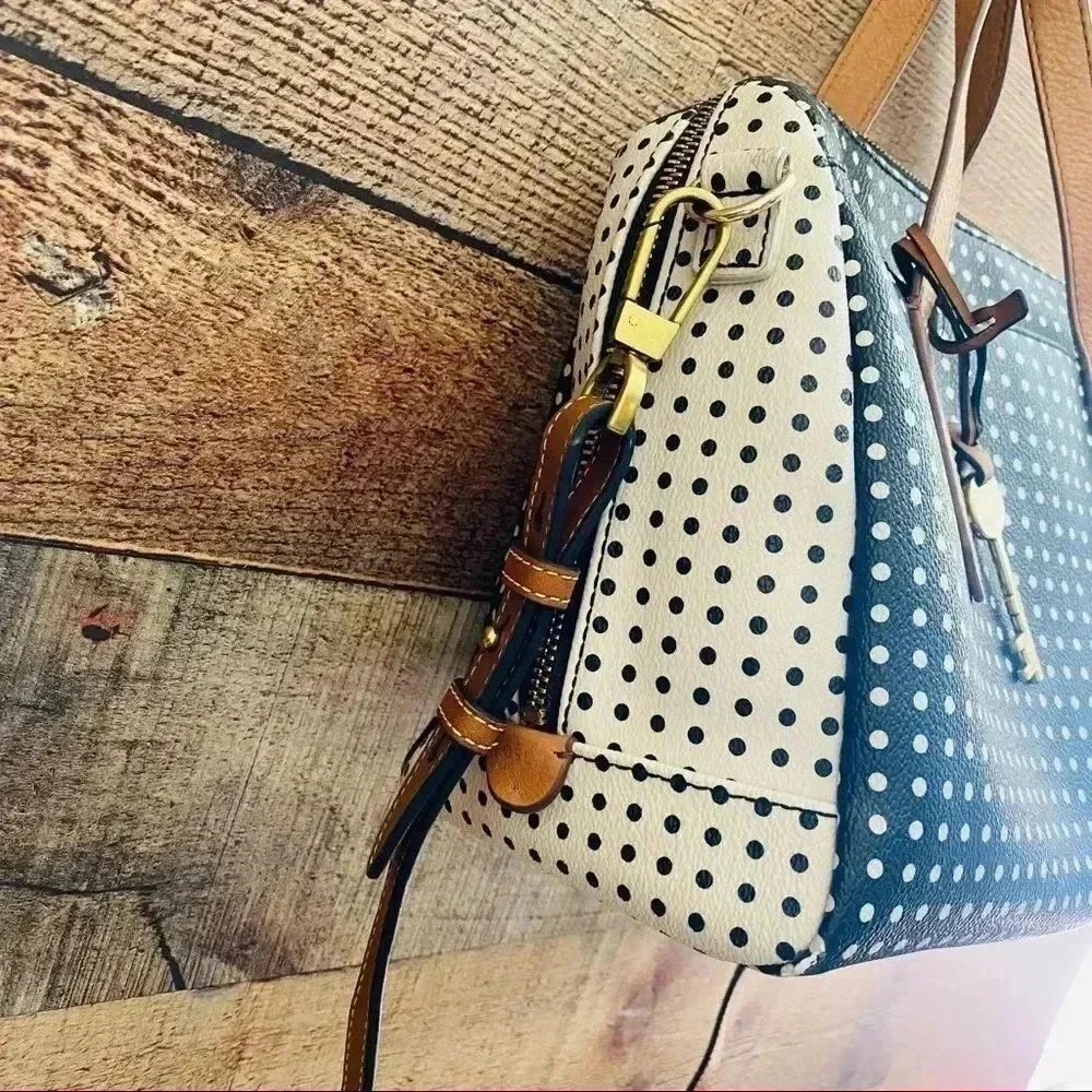 Fossil Sydney Polka Dot Satchel/Crossbody Bag
